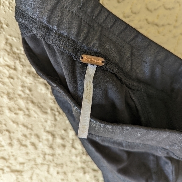 Free‎ People Midnight Vegan Suede Skinny pull On  Pants Black Size Xs - Picture 7 of 11